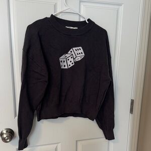 Vine and Valley Charcoal Dice Graphic Sweater